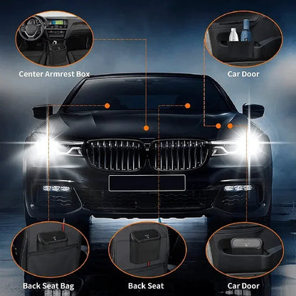 Universal Car Trash Can with Lid, Leakproof Vehicle Garbage Bin, Mini Auto Organizer for Home and Office