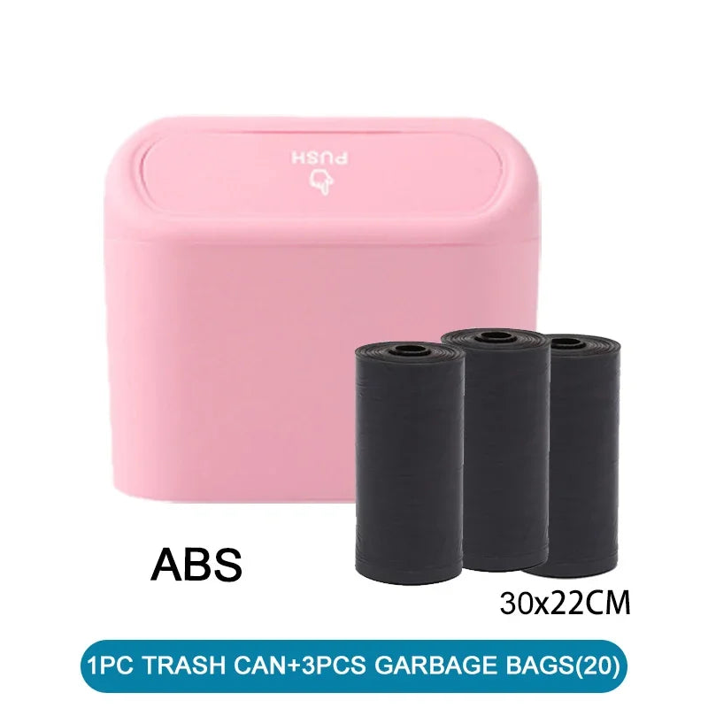 Universal Car Trash Can with Lid, Leakproof Vehicle Garbage Bin, Mini Auto Organizer for Home and Office
