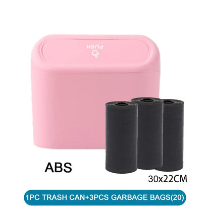 Universal Car Trash Can with Lid, Leakproof Vehicle Garbage Bin, Mini Auto Organizer for Home and Office