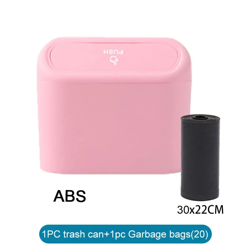 Universal Car Trash Can with Lid, Leakproof Vehicle Garbage Bin, Mini Auto Organizer for Home and Office