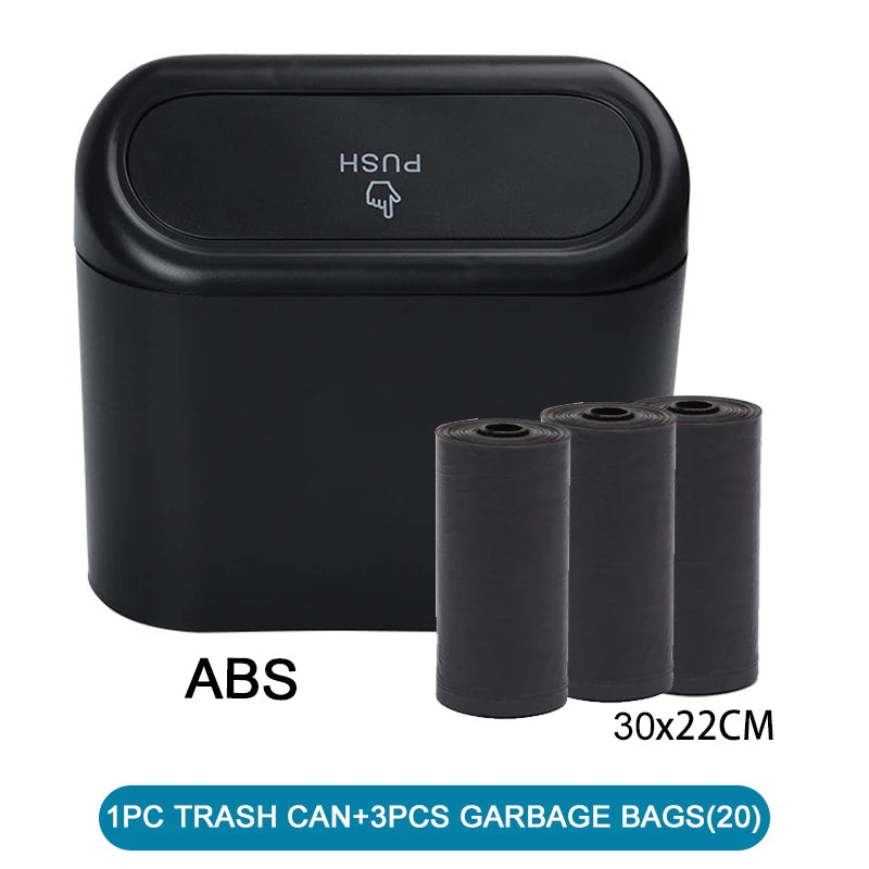 Universal Car Trash Can with Lid, Leakproof Vehicle Garbage Bin, Mini Auto Organizer for Home and Office