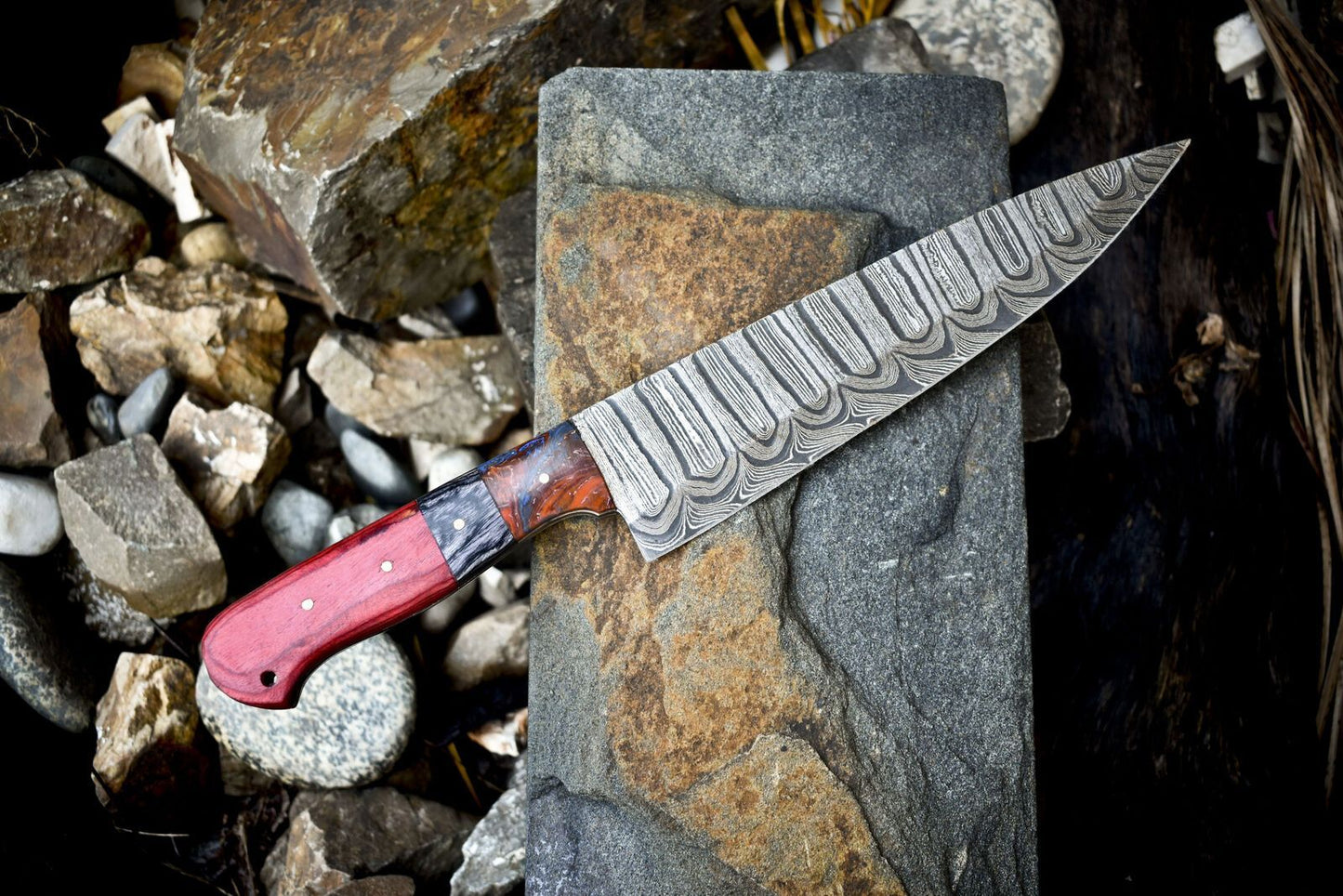 Handmade Damascus Steel Chef Knife  Full Tang Kitchen Knife With Razor Sharp Blade 3