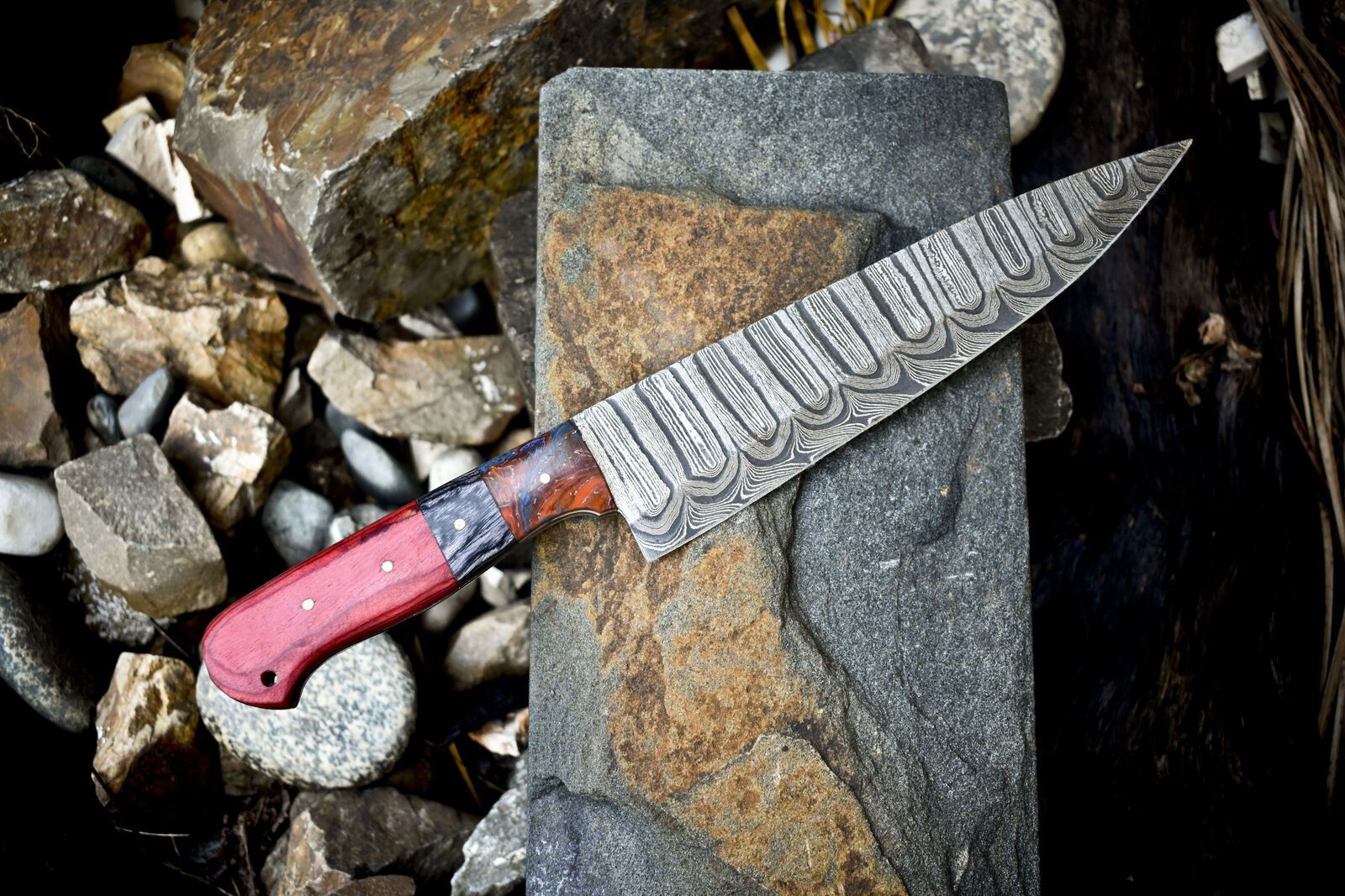Handmade Damascus Steel Chef Knife  Full Tang Kitchen Knife With Razor Sharp Blade 3