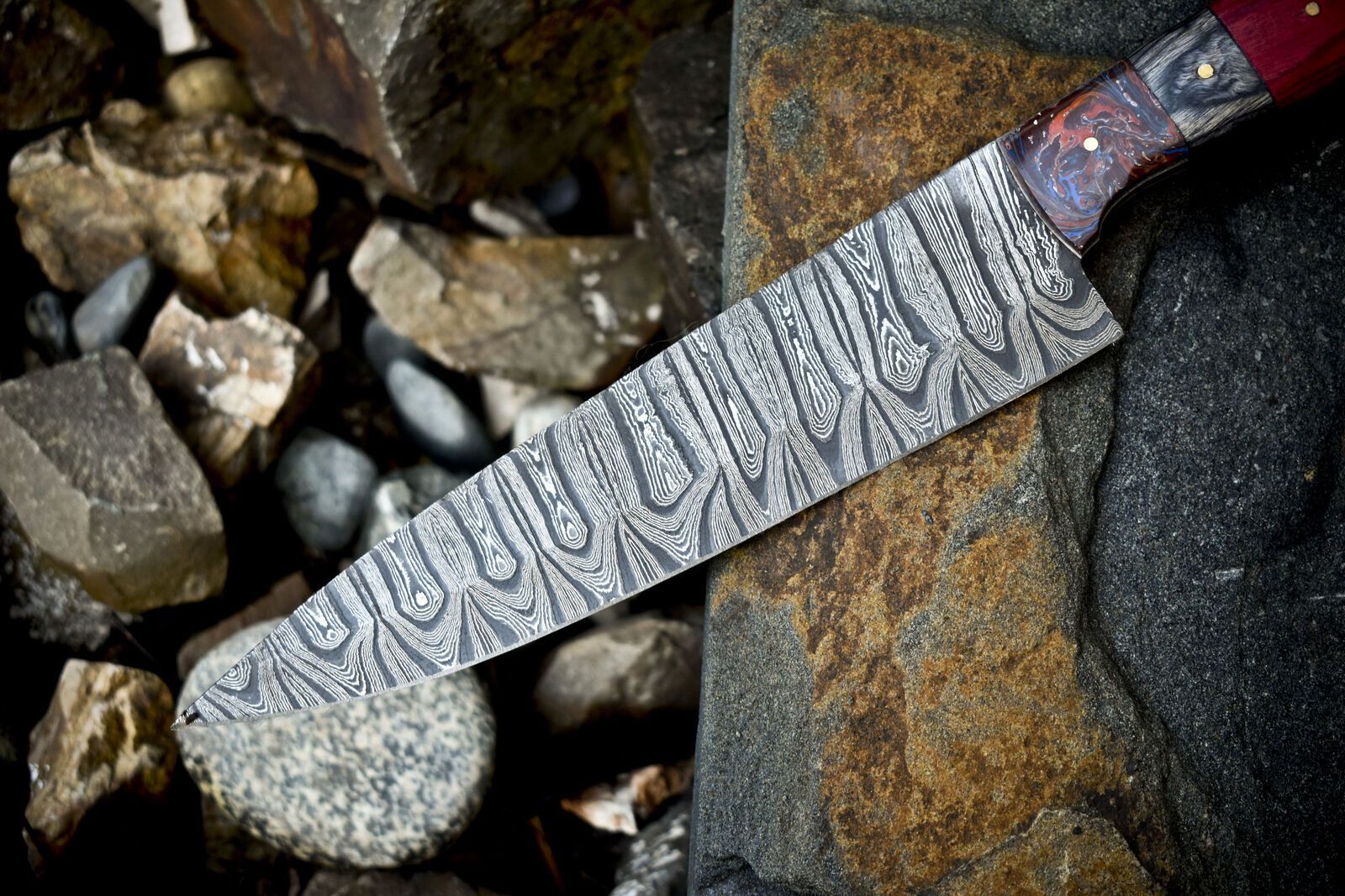 Handmade Damascus Steel Chef Knife  Full Tang Kitchen Knife With Razor Sharp Blade 2