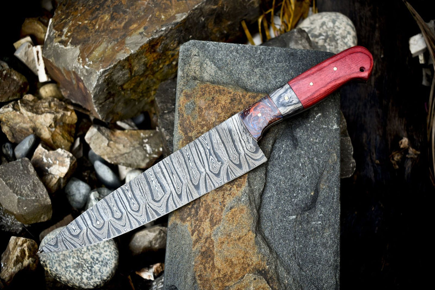 Handmade Damascus Steel Chef Knife | Full Tang Kitchen Knife with Razor Sharp Blade