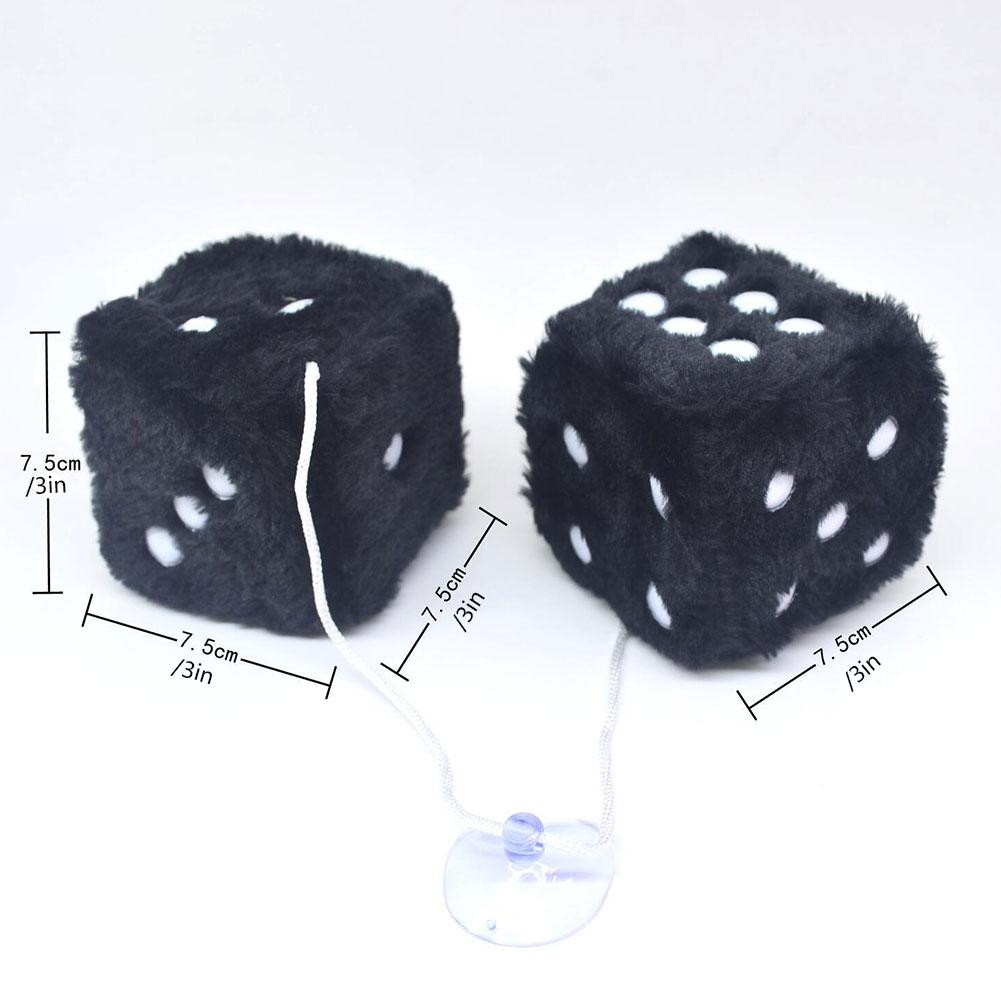 Fuzzy Pink Plush Dice Retro Hanging Mirror Dices Cute Square Plush Ornament For Car Interior Or Kid 4