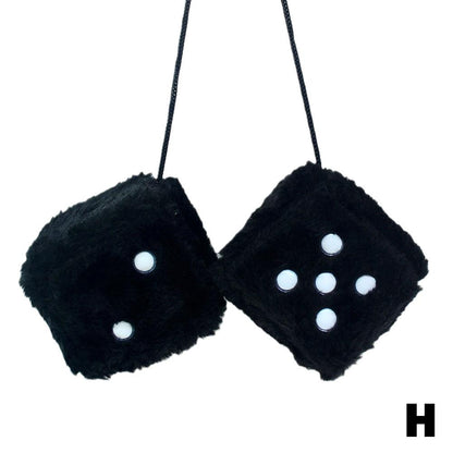 Fuzzy Pink Plush Dice Retro Hanging Mirror Dices Cute Square Plush Ornament For Car Interior Or Kid 6