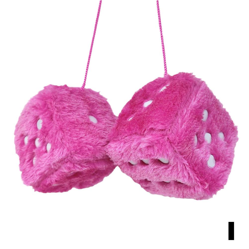 Fuzzy Pink Plush Dice Retro Hanging Mirror Dices Cute Square Plush Ornament For Car Interior Or Kid 7