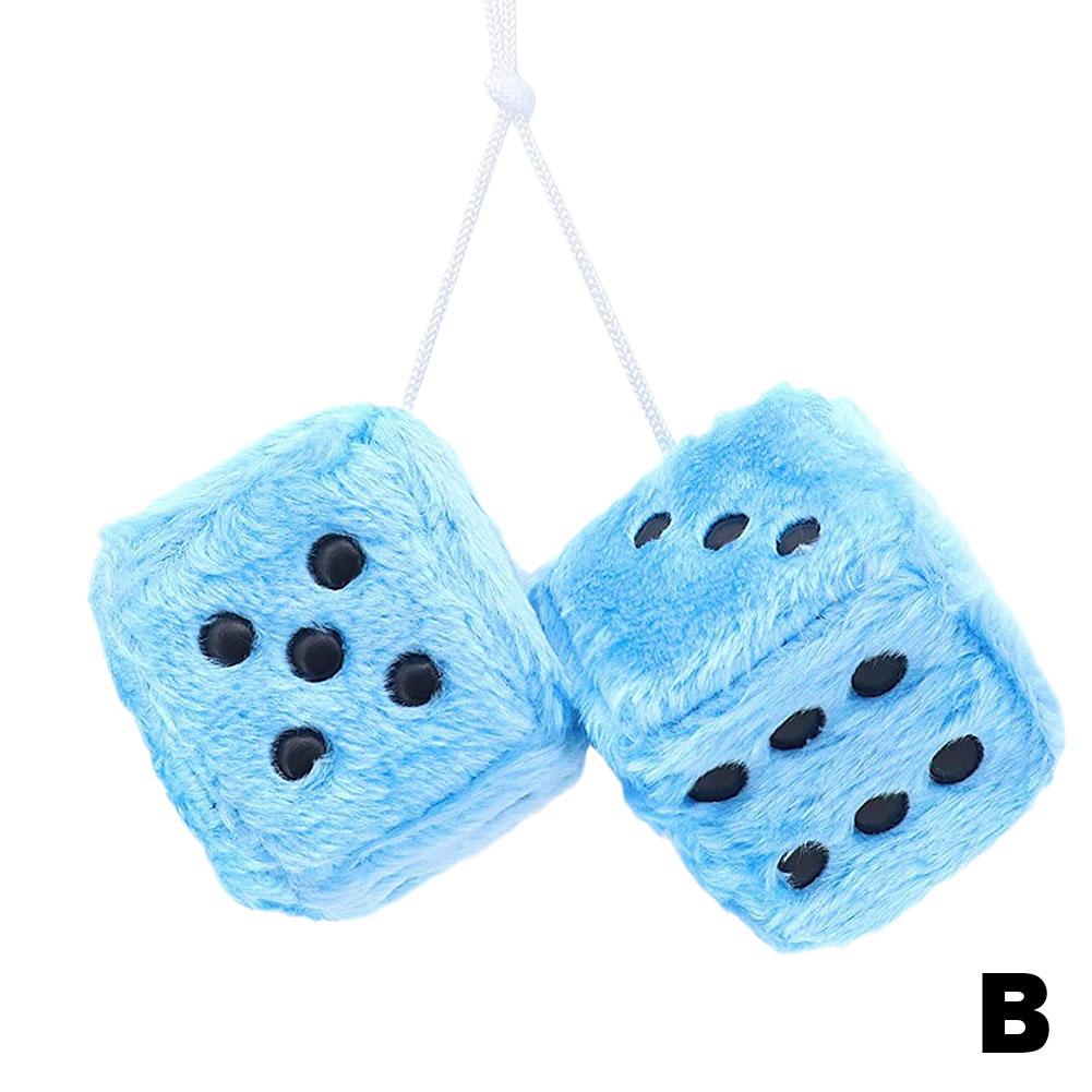 Fuzzy Pink Plush Dice Retro Hanging Mirror Dices Cute Square Plush Ornament For Car Interior Or Kid 8