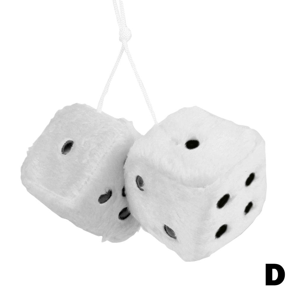 Fuzzy Pink Plush Dice Retro Hanging Mirror Dices Cute Square Plush Ornament For Car Interior Or Kid 9