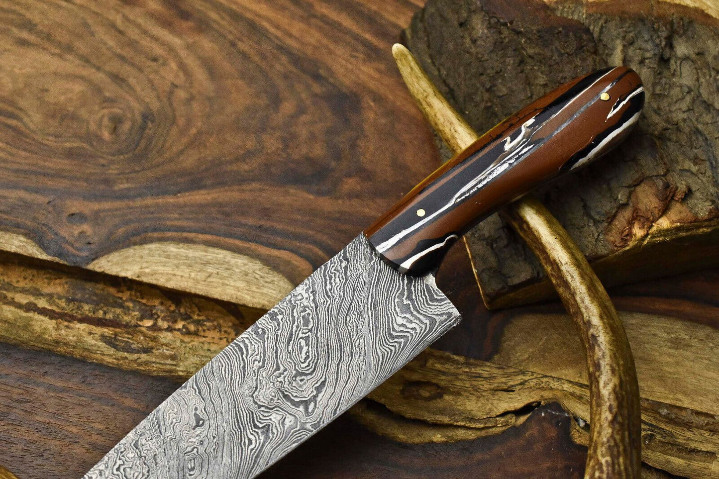 Custom Forged Damascus Kitchen Knife  Sharp Durable  Elegant Design 1