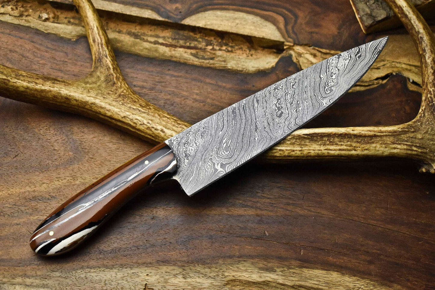 Custom Forged Damascus Kitchen Knife  Sharp Durable  Elegant Design 2