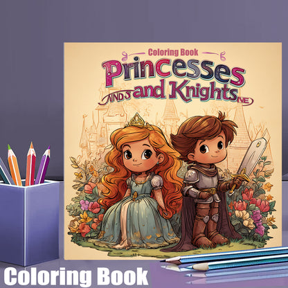 Princesses and Knights Coloring Book for Adults, A Fantasy Colouring Book with Drawing Supplies, Perfect for Christmas