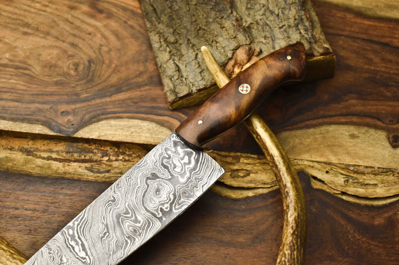 Hand Forged 12 Damascus Kitchen Knife  Unique Pattern  Razor Edge 1