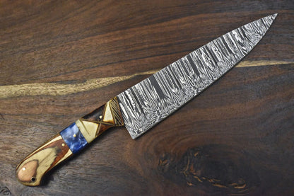 Hand Forged Twist Damascus Chef Knife  12 Full Tang Kitchen Knife With Hardwood Handle 2