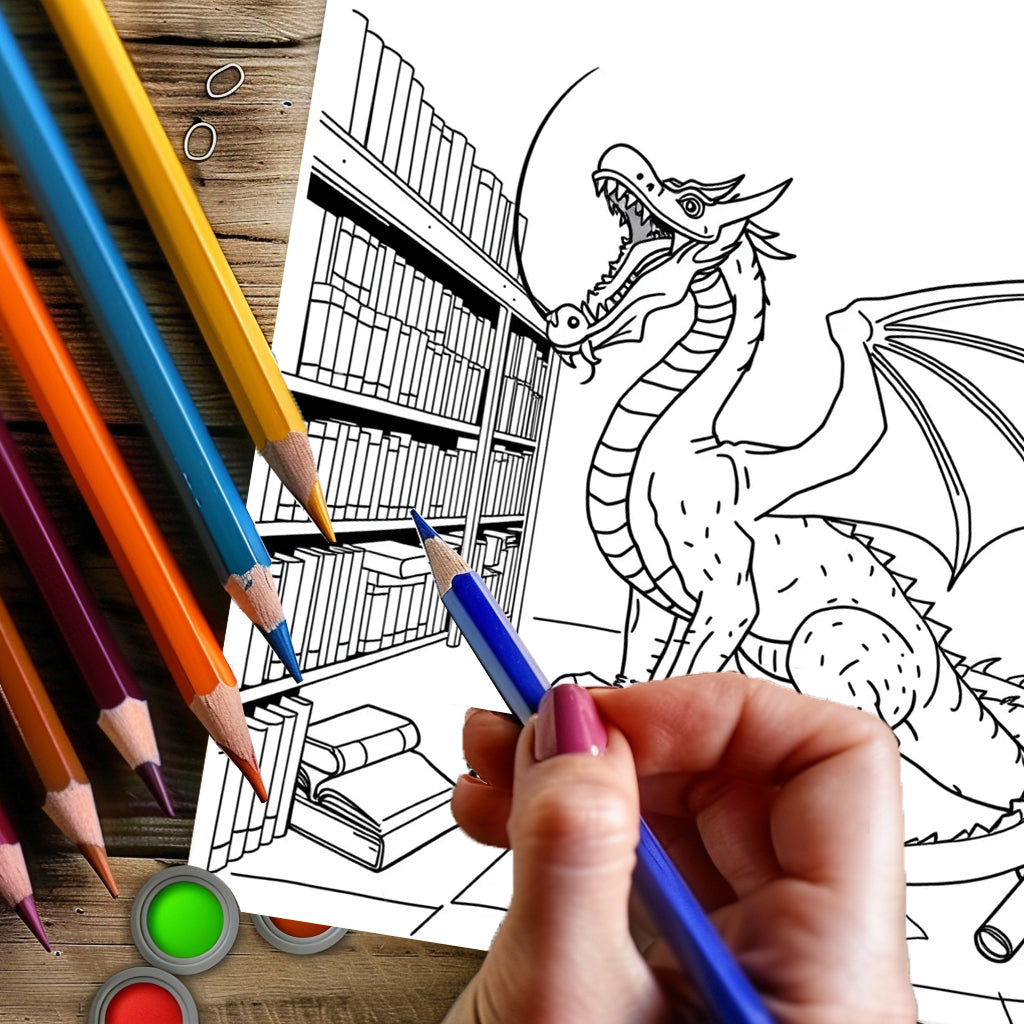 Medieval Castles and Dragons Coloring Book for Adults, Fantasy Art Therapy, Christmas Gift Idea