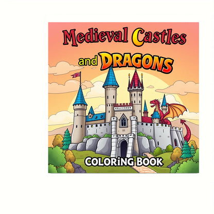 Medieval Castles and Dragons Coloring Book for Adults, Fantasy Art Therapy, Christmas Gift Idea