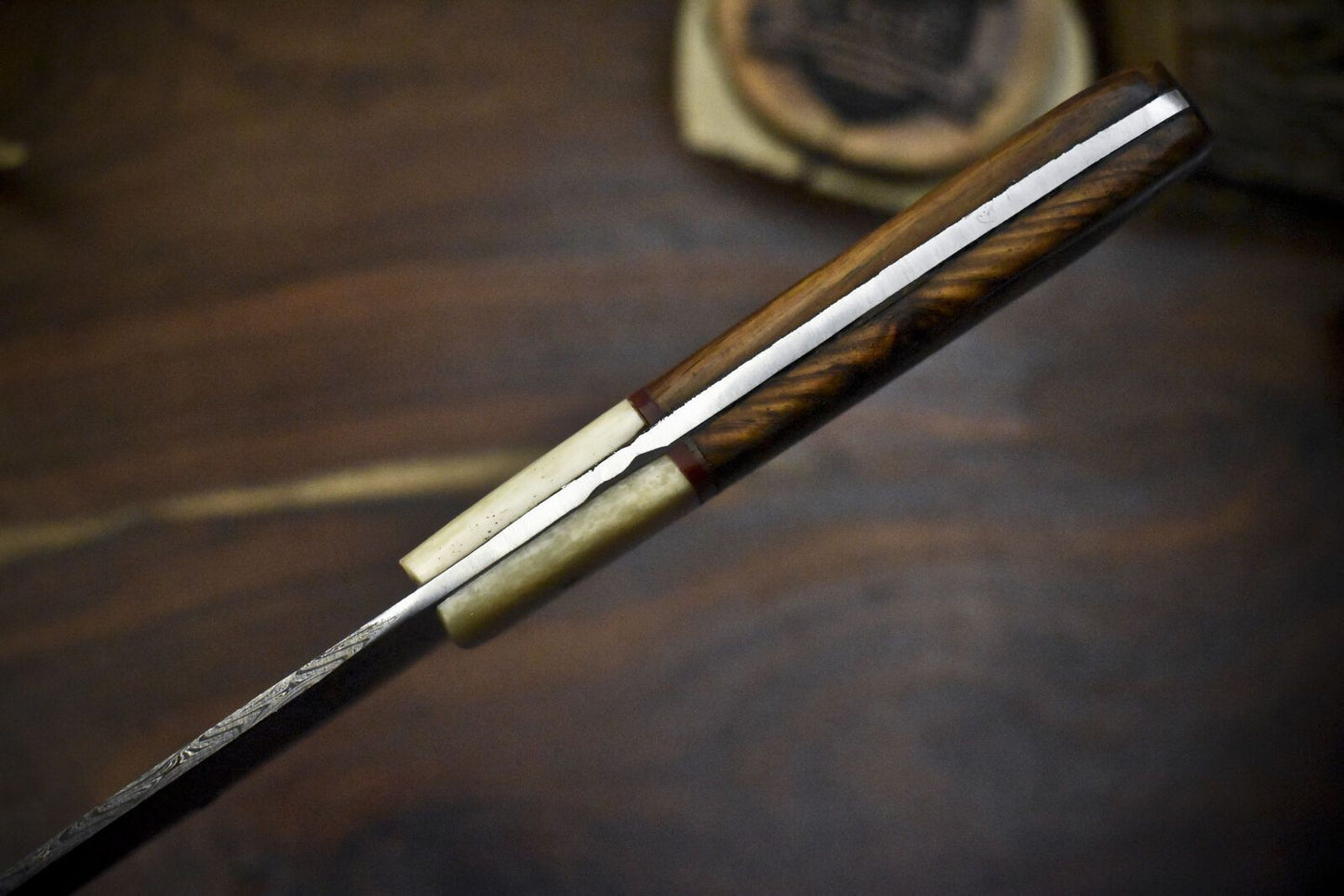 12 Handmade Damascus Steel Chef Knife  Twist Pattern Blade  Hardwood Handle Gift 2