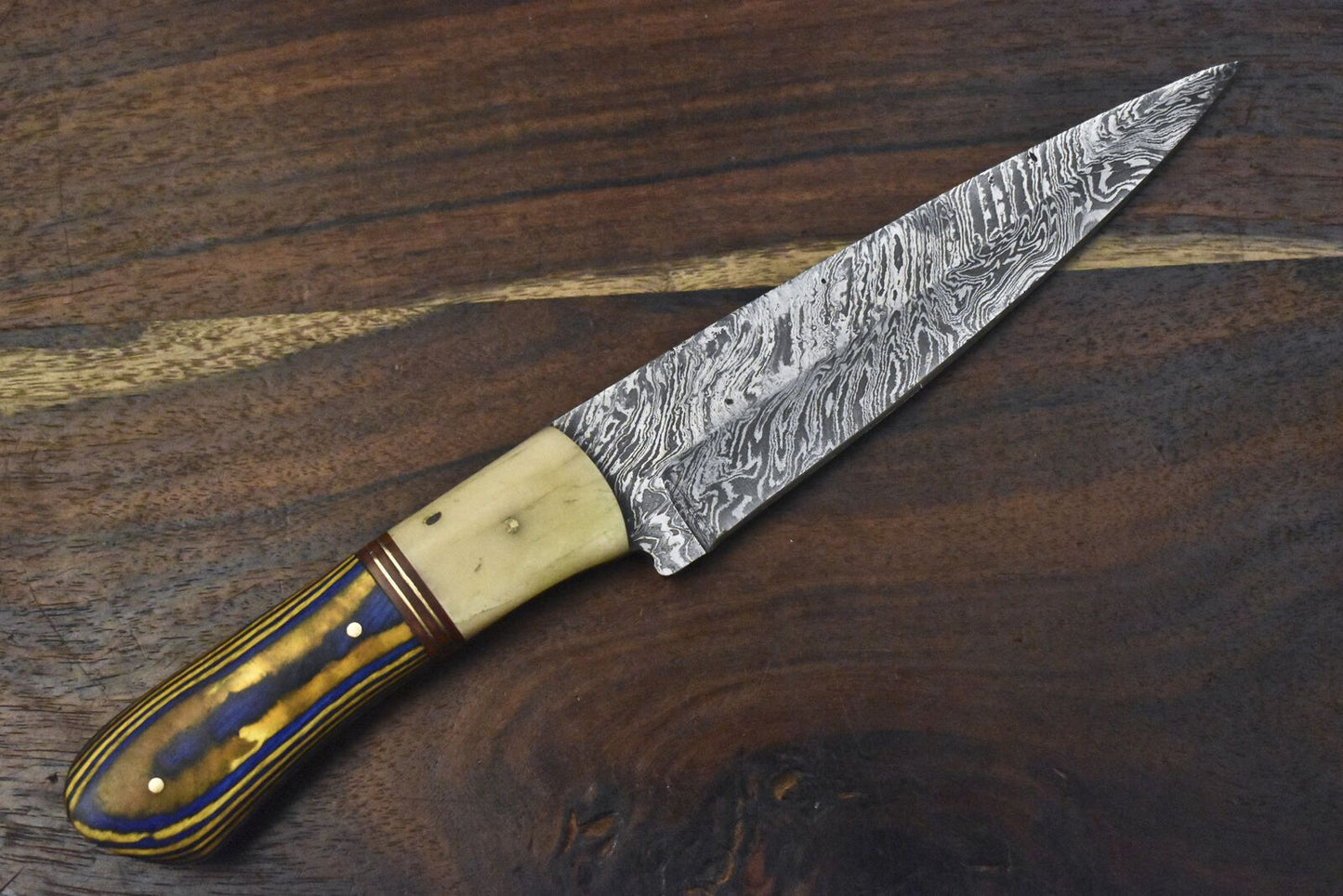 Custom Hand Forged Damascus Chef Knife  Twist Pattern Hardwood Grip Full Tang Design 1