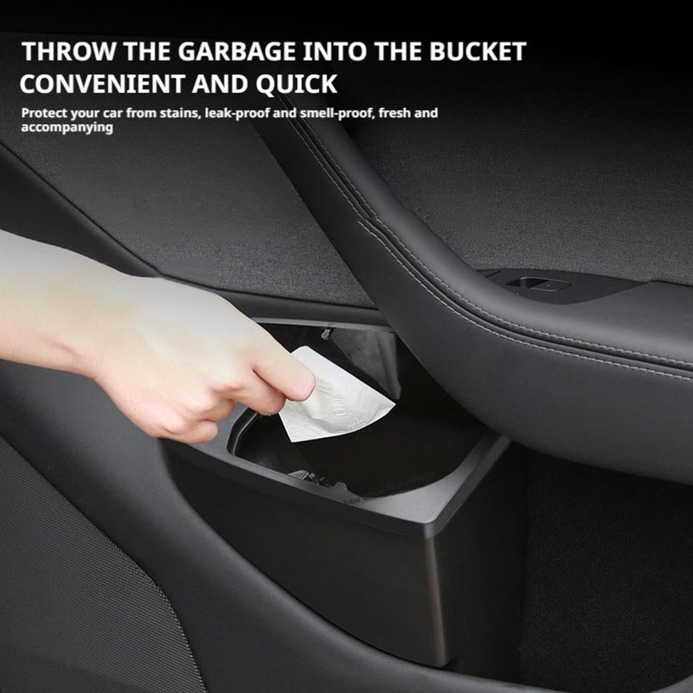 Tesla Model Y Juniper Front Door Storage Trash Can, Multi Functional Car Door Storage Box, Car Accessories Organizer