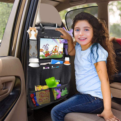 Touch Screen Tablet Holder Car Backseat Organizer Auto Storage Pockets Car Seat Protector For Kids  2