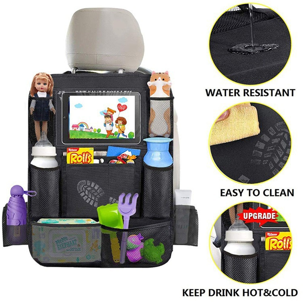 Touch Screen Tablet Holder Car Backseat Organizer Auto Storage Pockets Car Seat Protector For Kids  4
