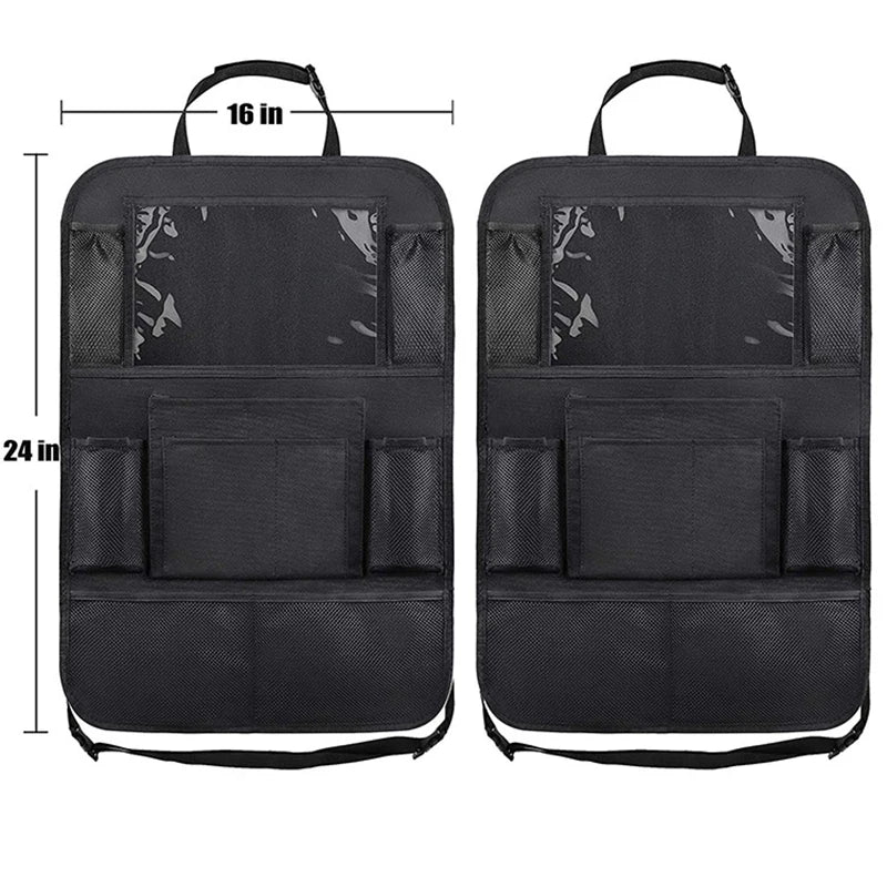 Touch Screen Tablet Holder Car Backseat Organizer Auto Storage Pockets Car Seat Protector For Kids  5