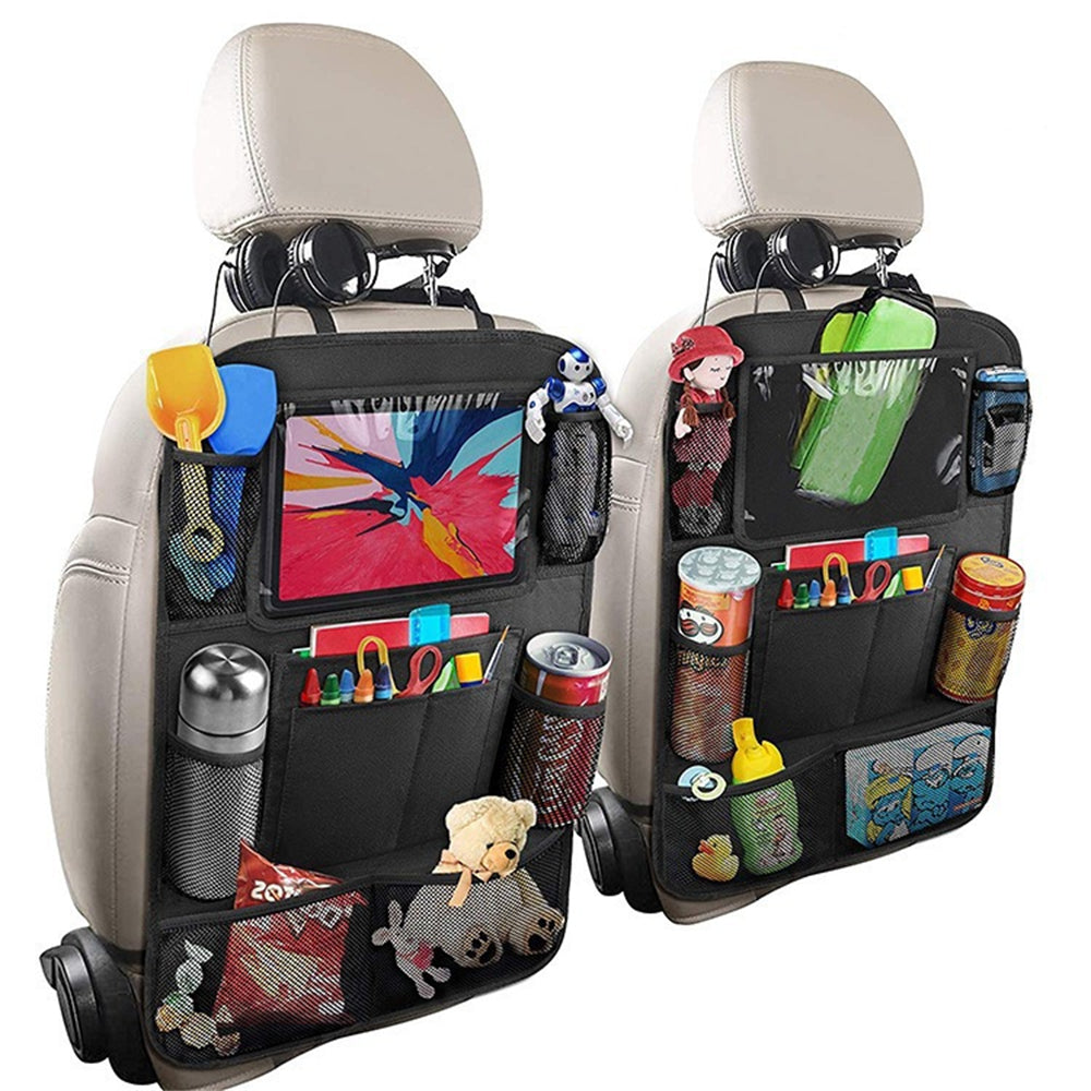 Touch Screen Tablet Holder, Car Backseat Organizer, Auto Storage Pockets, Car Seat Protector for Kids and Family Trips
