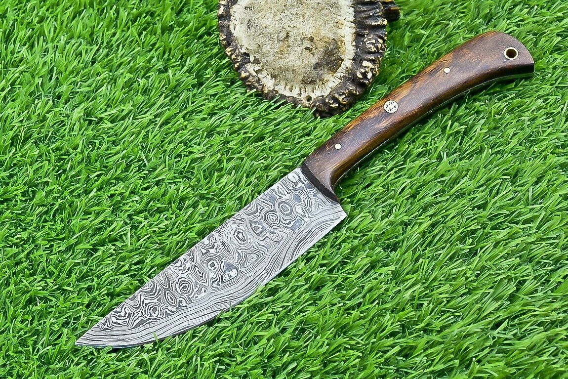 Custom Hand Forged Damascus Chef Knife  Twist Pattern Hardwood Grip Full Tang 2
