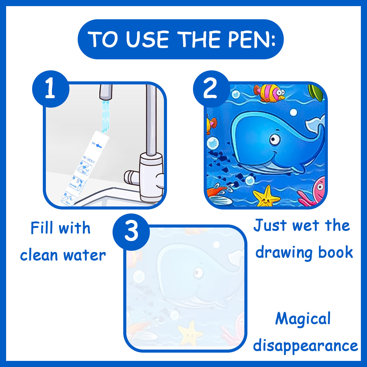 Magical Water Drawing Book Fun Educational Toy Reusable Kids Art Supplies 2