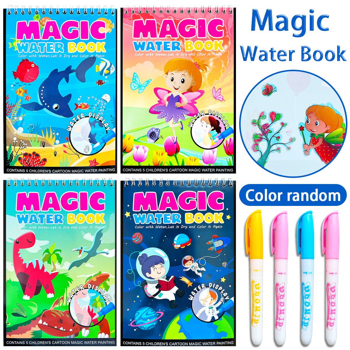 Magical Water Drawing Book Fun Educational Toy Reusable Kids Art Supplies 7