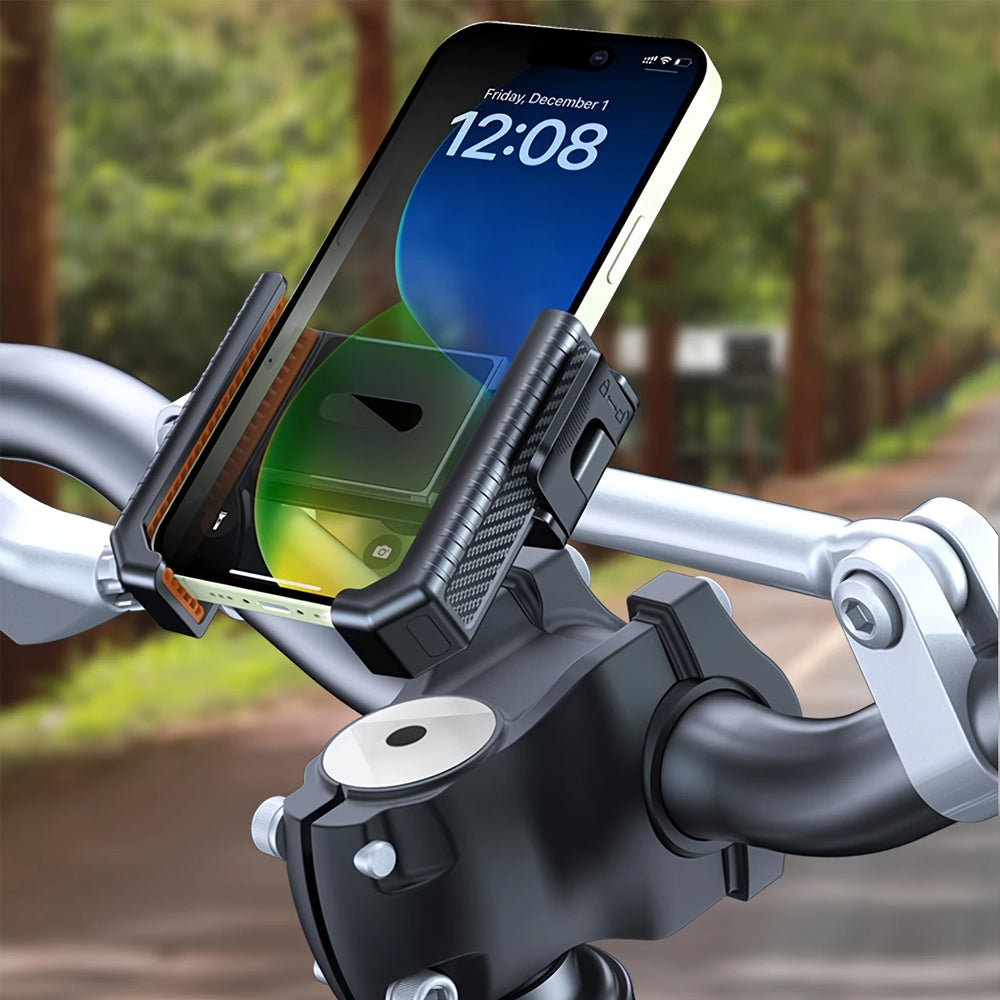 Motorcycle Handlebar Phone Mount, Bike Holder Stand, GPS Support Clip, Shockproof Mobile Bracket for Phones