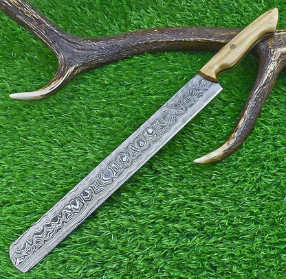 Stunning Hand Forged Damascus Steel Chef Knife | 16.5" Custom Handmade Kitchen Knife
