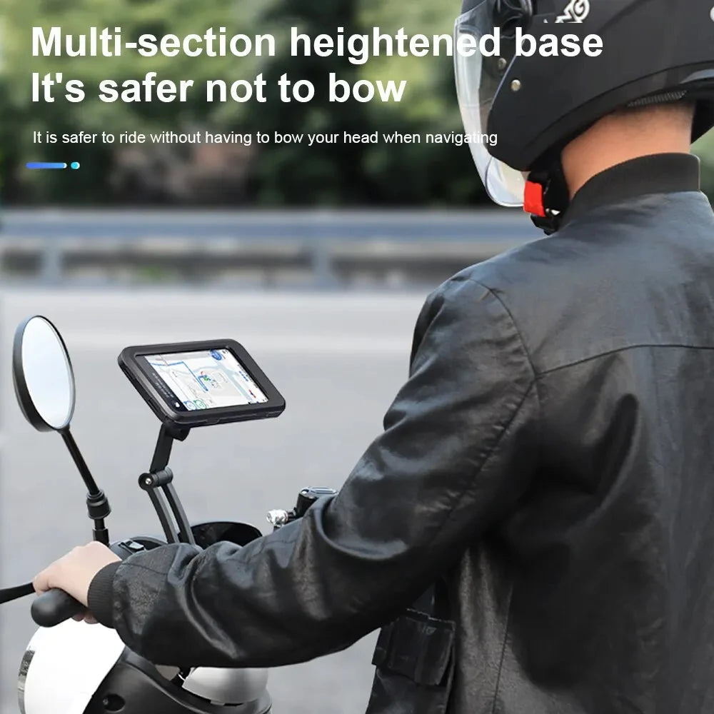 Universal Motorcycle Bike Phone Mount, Waterproof 360 Swivel GPS Holder for Smartphones and Navigation