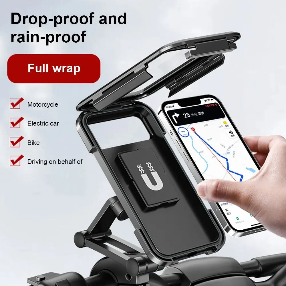 Universal Motorcycle Bike Phone Mount, Waterproof 360 Swivel GPS Holder for Smartphones and Navigation