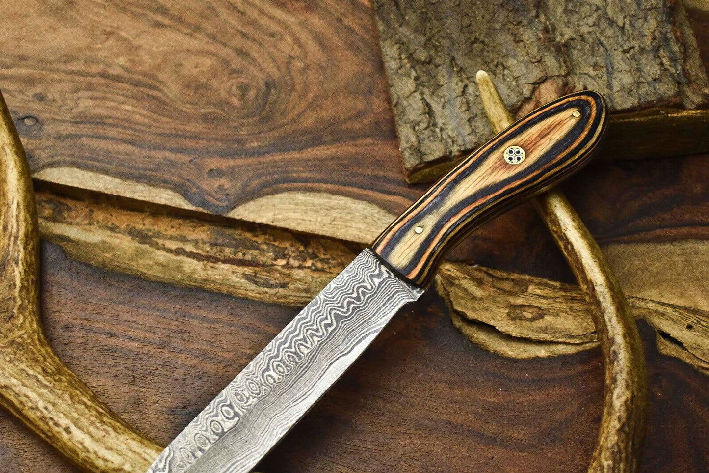 12 Artisan Handmade Twist Damascus Steel Chef Knife  Full Tang Rare Gift Knife 1