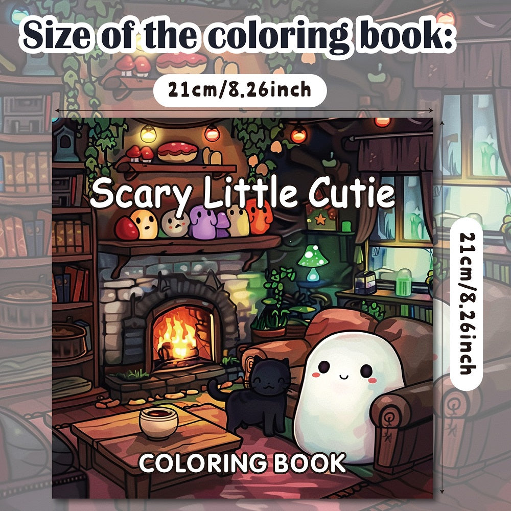 Halloween Coloring Book for Adults, Scary Little Cutie Designs, Stress Relief Creative Fun, Gift for Teens