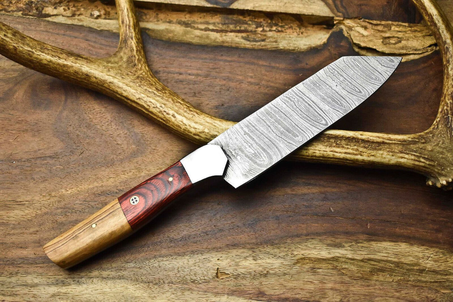 12 Handmade Full Tang Twist Damascus Chef Knife  Wooden Handle Kitchen Blade 3