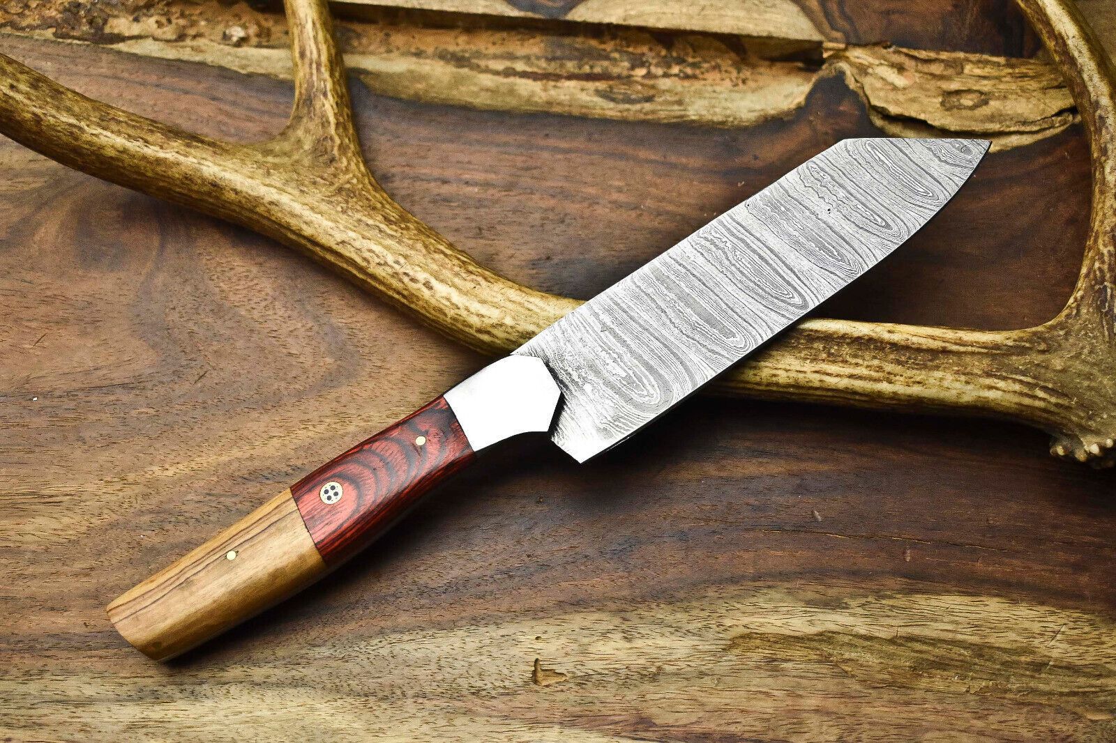 12 Handmade Full Tang Twist Damascus Chef Knife  Wooden Handle Kitchen Blade 3