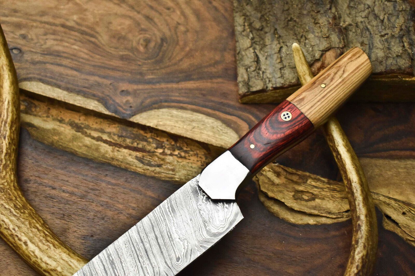 12 Handmade Full Tang Twist Damascus Chef Knife  Wooden Handle Kitchen Blade 1