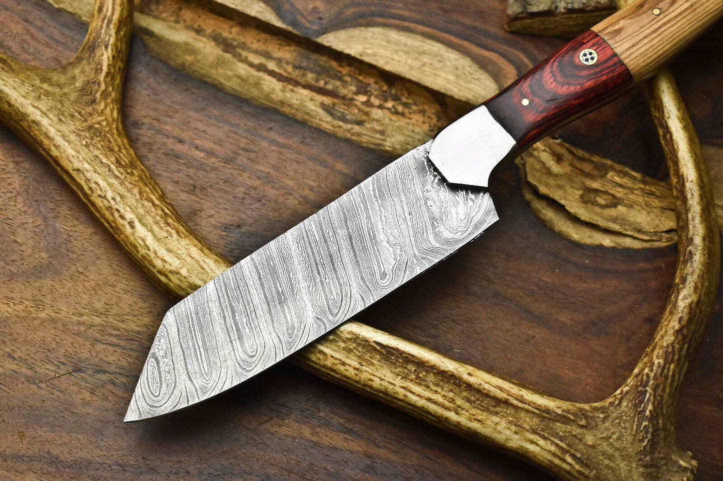 12 Handmade Full Tang Twist Damascus Chef Knife  Wooden Handle Kitchen Blade 2