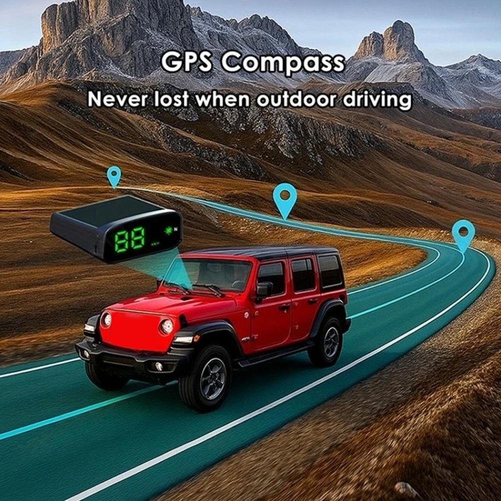 Universal Solar Car Speedometer, Real Time GPS Display, Digital HUD Car Accessory, Smart Solar Powered Display