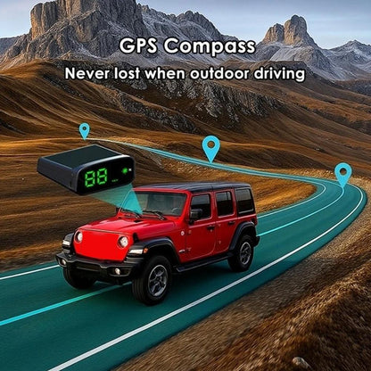Universal Solar Car Speedometer, Real Time GPS Display, Digital HUD Car Accessory, Smart Solar Powered Display