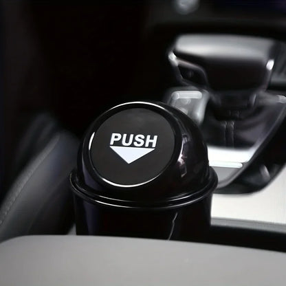 Round Car Trash Can With Lid Car Garbage Box Spill Proof Door Organizer With Cup Holder 1