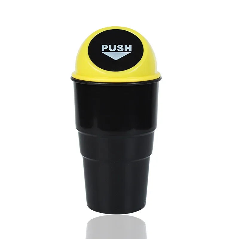 Round Car Trash Can With Lid Car Garbage Box Spill Proof Door Organizer With Cup Holder 6