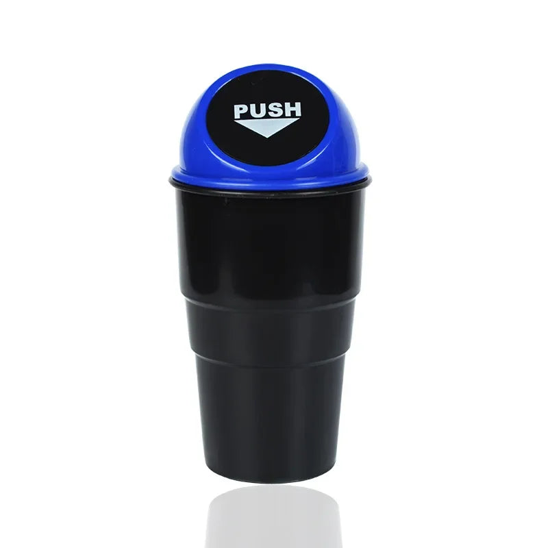 Round Car Trash Can With Lid Car Garbage Box Spill Proof Door Organizer With Cup Holder 7