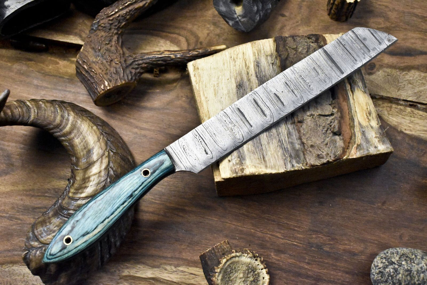 Damascus Steel Kitchen Knife  Hand Forged Twist Pattern Perfect Gift For Chefs 1