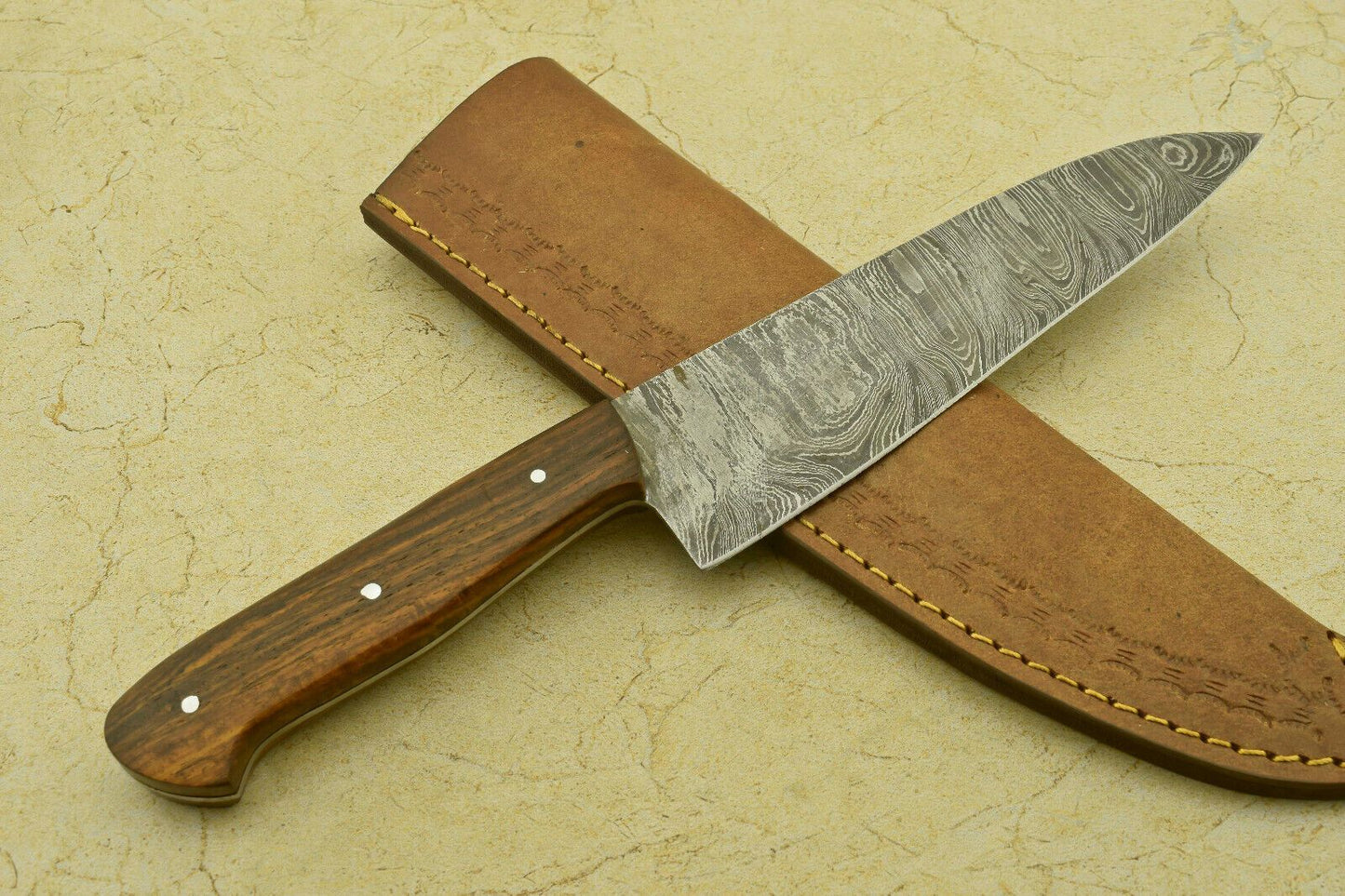 Artisan Hand Forged Damascus Steel Chef Knife  1175 Kitchen Knife With Wooden Handle 1