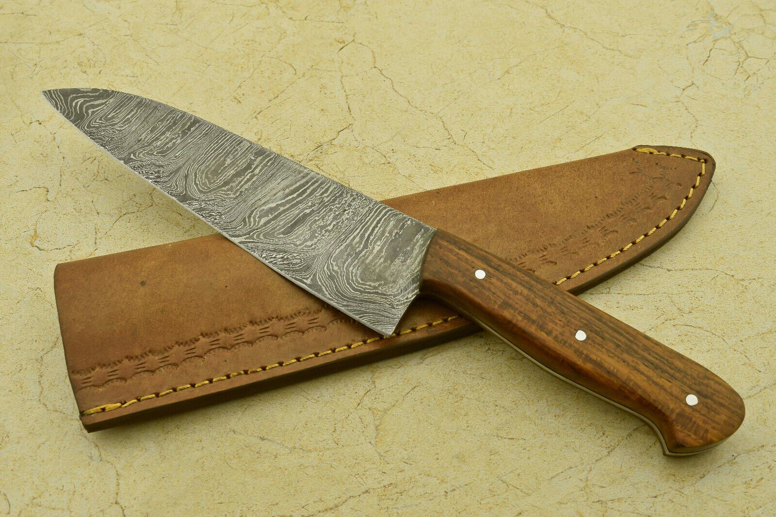 Artisan Hand Forged Damascus Steel Chef Knife  1175 Kitchen Knife With Wooden Handle 2