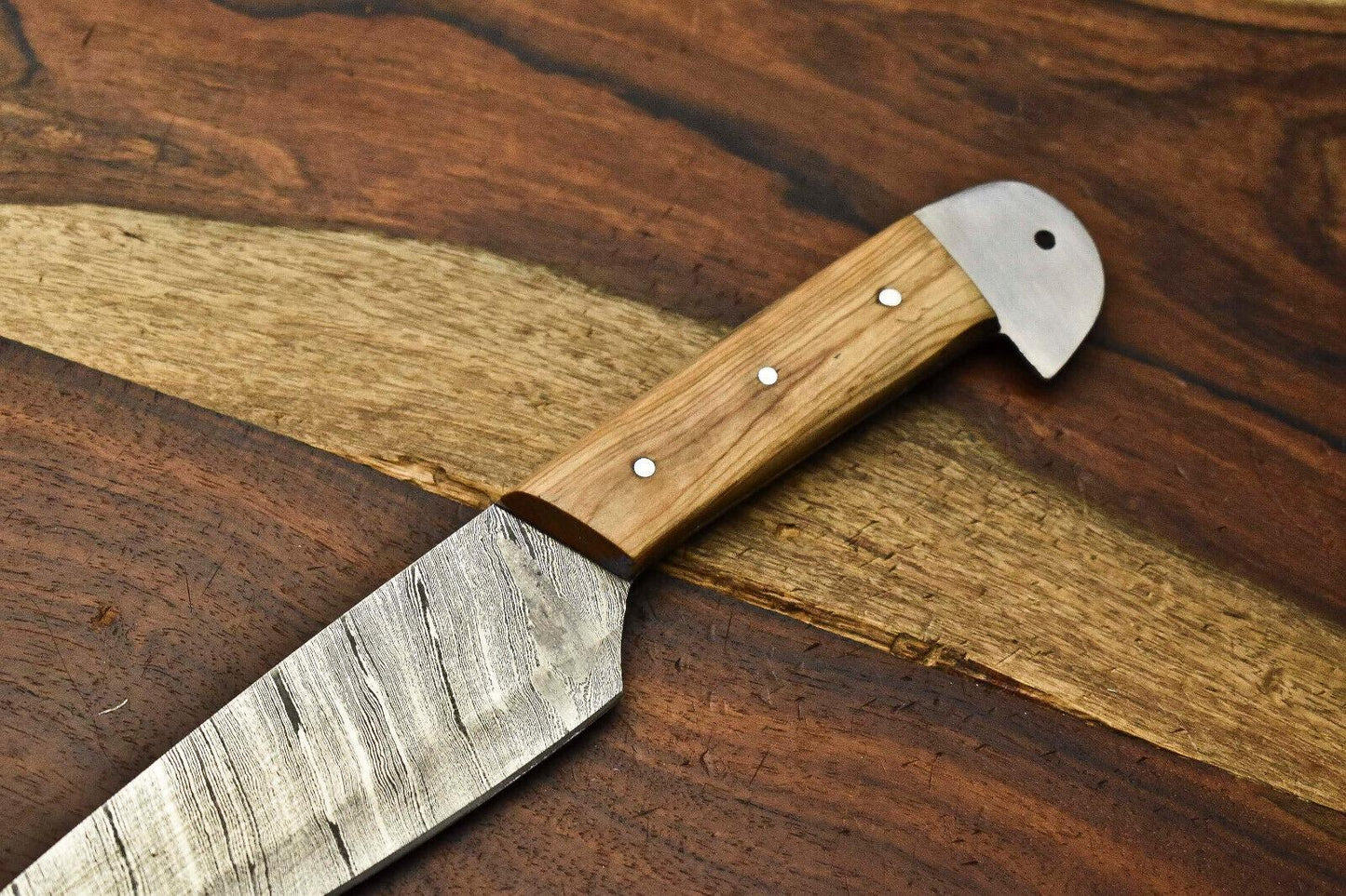 Hand Forged Damascus Steel Chef Knife  1000 Kitchen Knife With Wooden Handle 1
